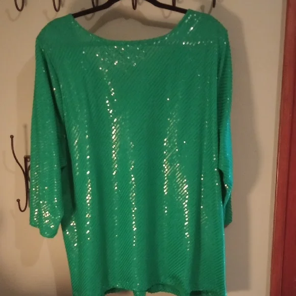 Calvin Klein Green Sequin Blouse - Picture 4 of 4